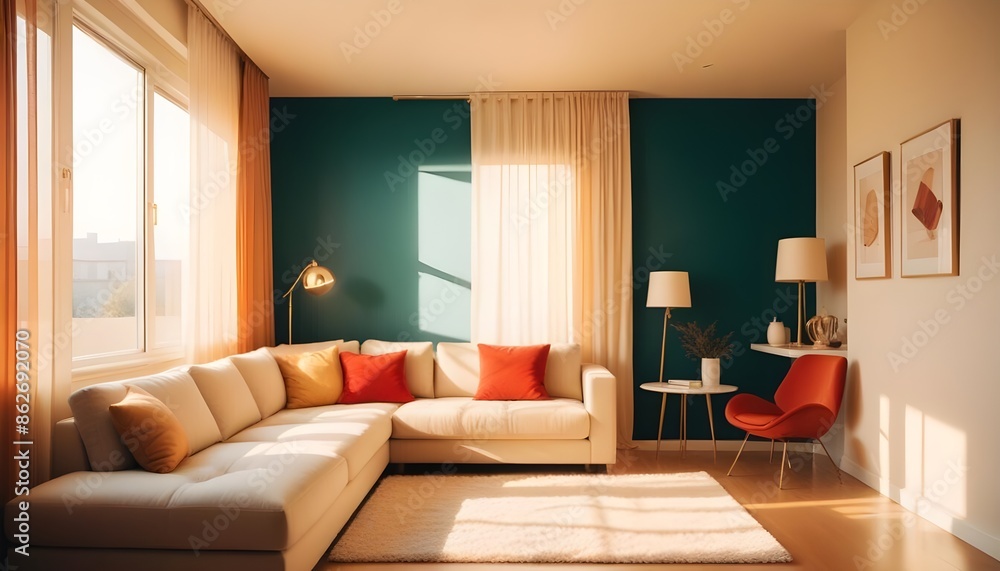 Fototapeta premium Photo interior modern design room 3d illustration