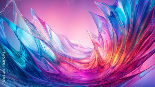 Colorful and Ethereal Shapes Fluid Art