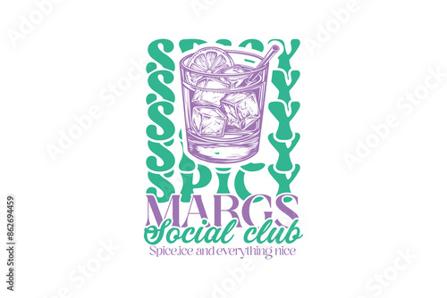 Spicy Margs Social Club Vintage Summer Cocktail SVG T shirt Design