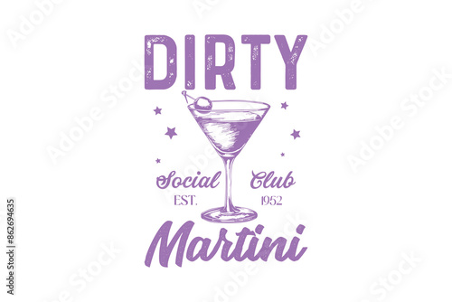 Dirty Martini Social Club Vintage Summer Cocktail SVG T shirt Design