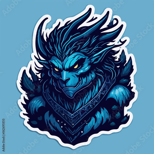 A hellish demon warrior logo: a ghostly figure with fiery eyes and menacing horns, wielding a blade. The ethereal form is shrouded in dark, swirling shadows.