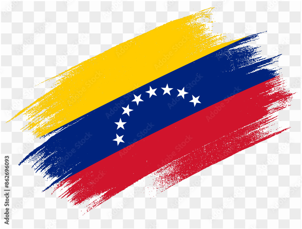 Naklejka premium Venezuela flag brush paint textured isolated on png or transparent background. vector illustration 