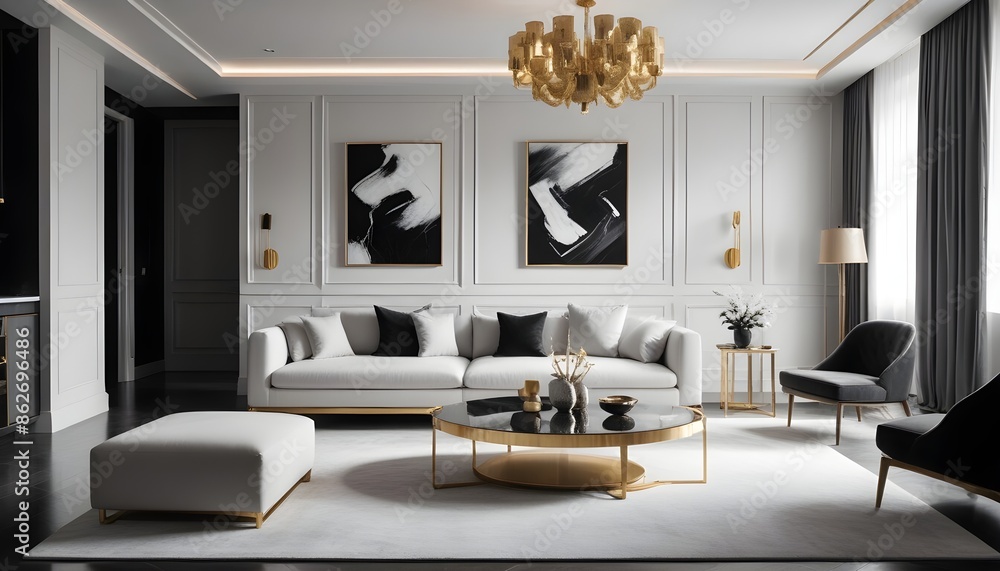 Photo interior modern design room 3d illustration Photo interior modern design room 3d illustration