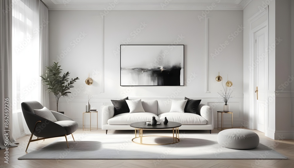 Photo interior modern design room 3d illustration Photo interior modern design room 3d illustration