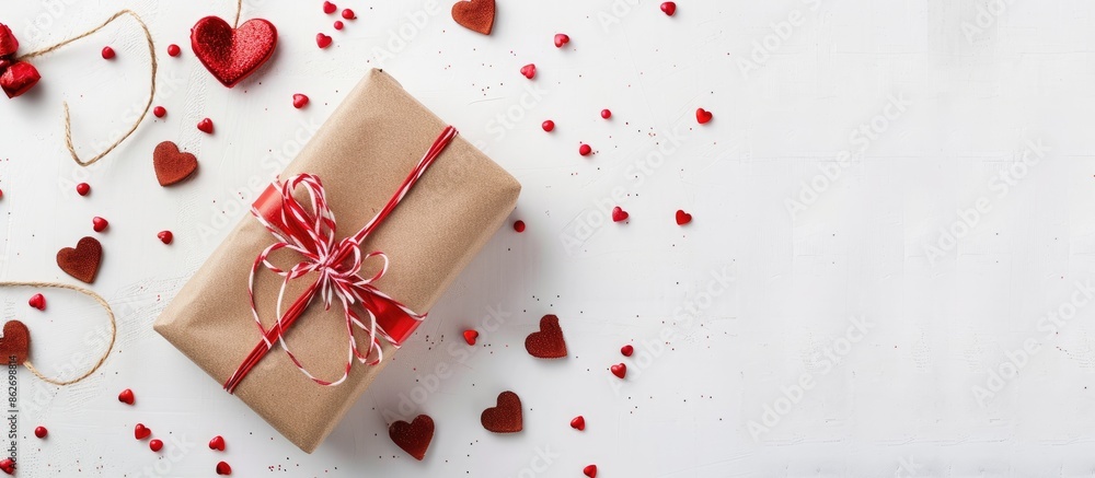 Valentine gift on a white background with copy space image. Valentine gift on a white background with copy space image.