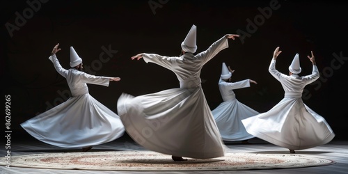 Whirling Dervishes Performing Sema Ceremony in Turkey photo