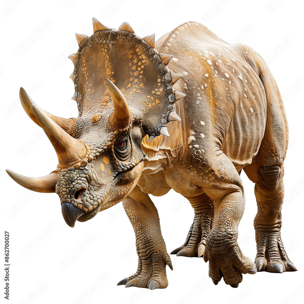 Fototapeta premium A triceratops dinosaur isolated on a transparent background