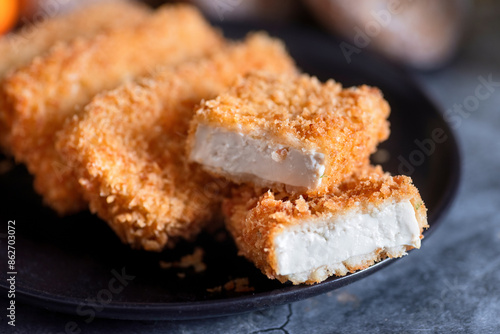 Crispy vegan breaded fried tofu