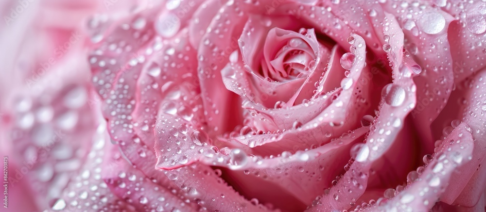 Close-up of a lovely pink rose with water droplets on fresh petals, perfect for showcasing copy space image. Close-up of a lovely pink rose with water droplets on fresh petals, perfect for showcasing copy space image.