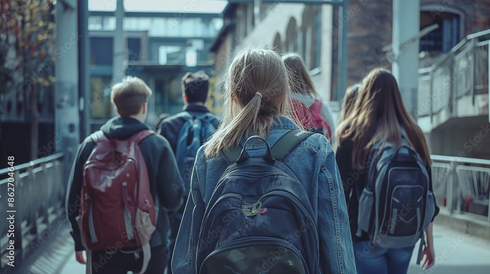 High School Students in the School Yard - Back to School High School Students in the School Yard - Back to School