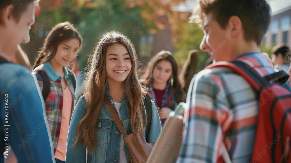 High School Students in the School Yard - Back to School High School Students in the School Yard - Back to School