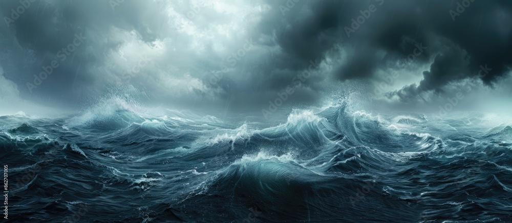 A stormy ocean backdrop with copy space image. A stormy ocean backdrop with copy space image.