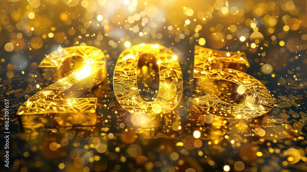 Happy New Year 2025 Golden numbers 2025 on wonderful background. Generative AI Happy New Year 2025 Golden numbers 2025 on wonderful background. Generative AI
