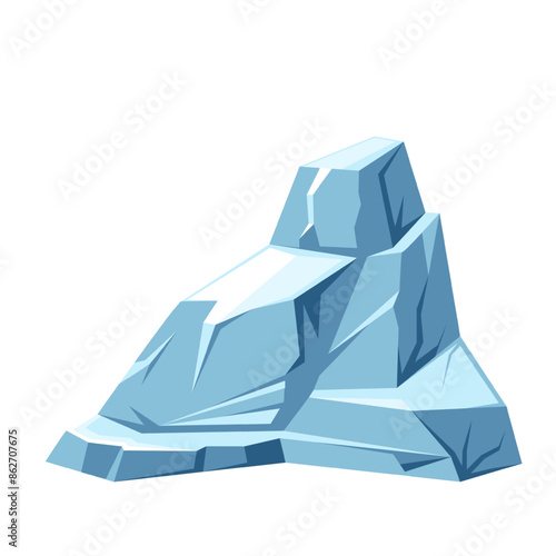 Iceberg, cartoon rock of ice and snow. Blue icy glacier berg floating in ocean or sea of North, polar cold winter and ecology mascot. Cartoon crystal iceberg from frozen water vector illustration