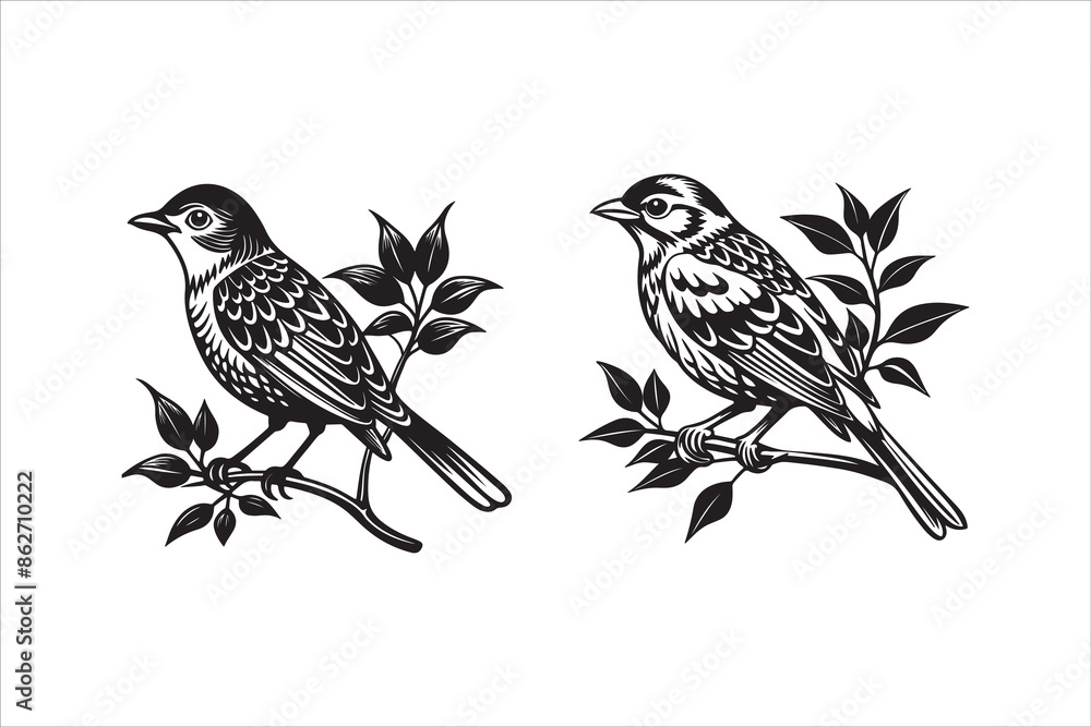 bird on a branch silhouette design vector art create with AI Technology bird on a branch silhouette design vector art create with AI Technology