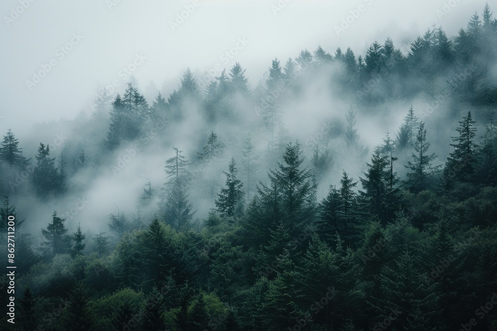 Forest mountain tree mist outdoors. Forest mountain tree mist outdoors.