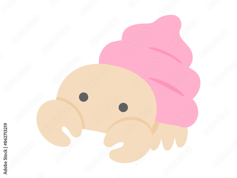 ピンクのヤドカリのイラスト素材