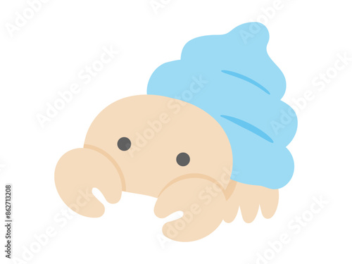 水色のヤドカリのイラスト素材