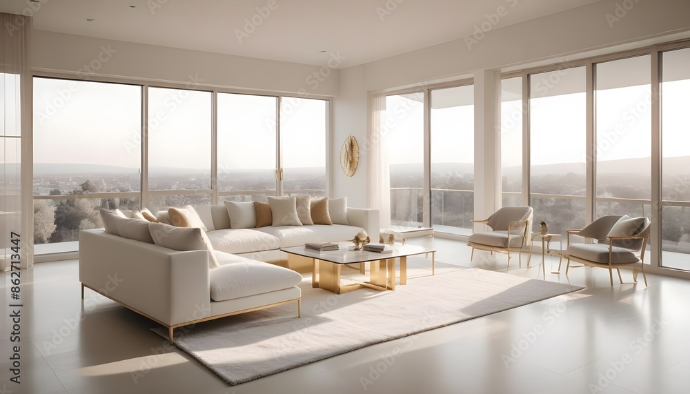 Fototapeta premium Photo interior modern design room 3d illustration