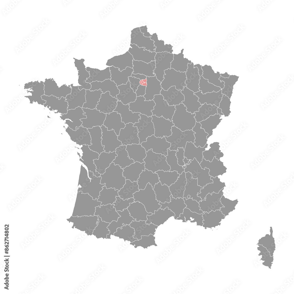 Obraz premium Greater Paris map, administrative division of France. Vector illustration.