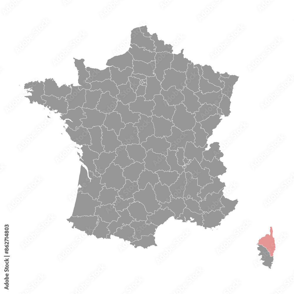 Obraz premium Haute Corse department map, administrative division of France. Vector illustration.