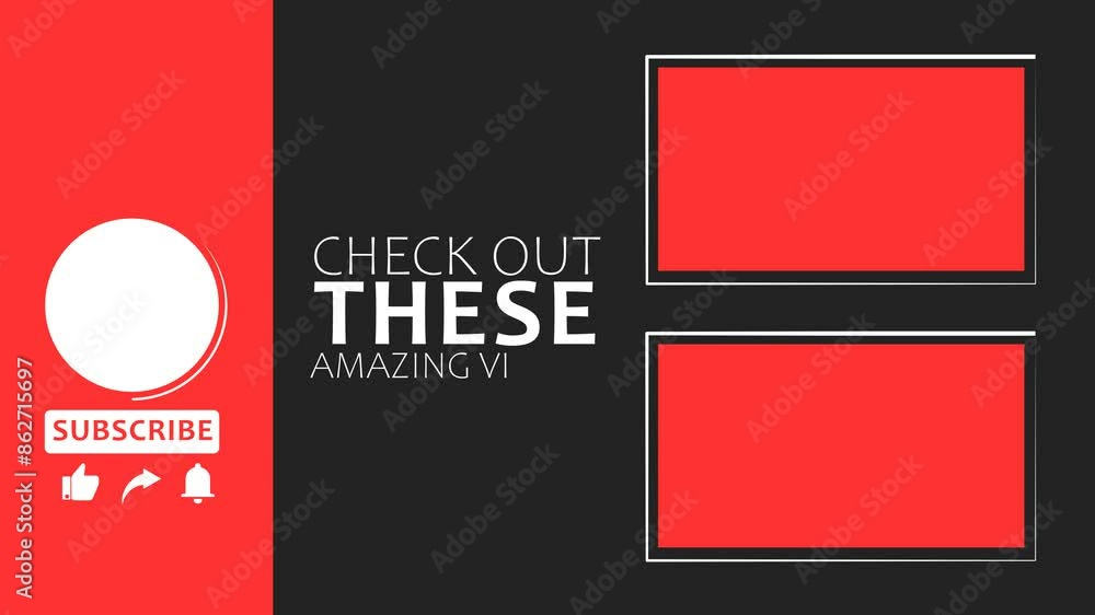 YouTube end screen YouTube outro black version 2 and red color theme video animation new modern animation 4K Video
