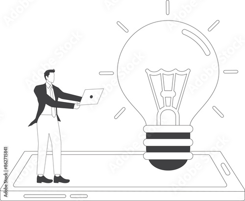 Smartphone online analysis lightbulb, Analyzing, Anxiety, Assistance