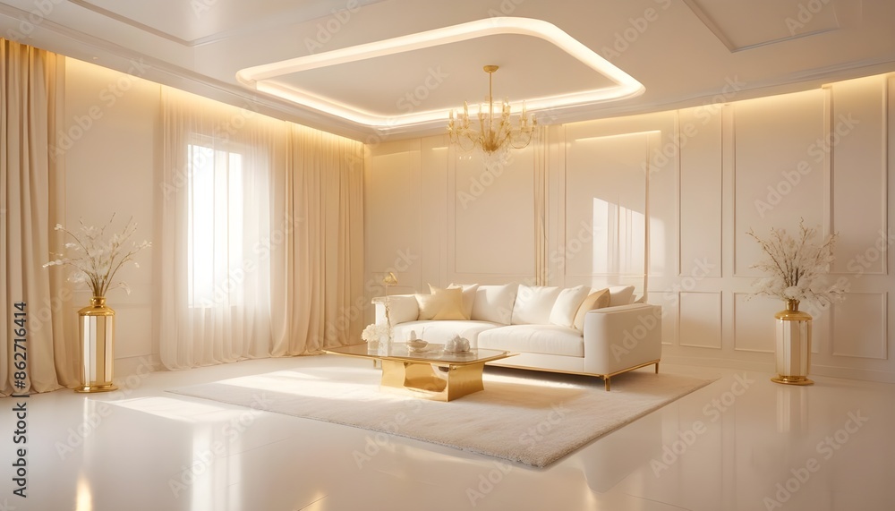 Fototapeta premium Photo interior modern design room 3d illustration