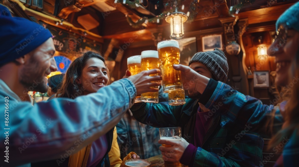 Obraz premium Friends Cheering with Beer