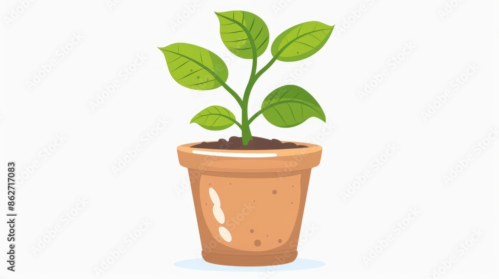 Cartoon agriculture plant pot icon for web design isolated on white background Cartoon agriculture plant pot icon for web design isolated on white background