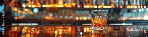 Whiskey Tasting Party, Cheers with Whiskey Glasses in a Themed Bar, Generated by AI.