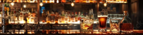 Whiskey Tasting Party, Cheers with Whiskey Glasses in a Themed Bar, Generated by AI.