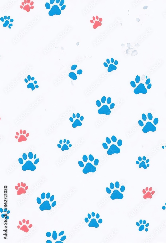 Blue and Red Paw Print Pattern Blue and Red Paw Print Pattern
