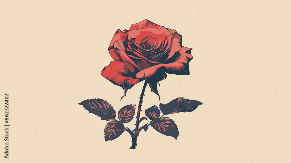 Rosa Flor Halftone em vetor