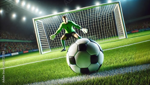 Soccer Ball in Penalty Kick Position on Soccer Field