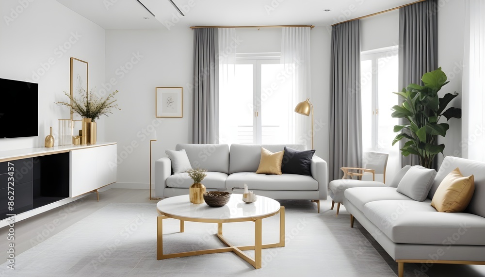 Fototapeta premium Photo interior modern design room 3d illustration