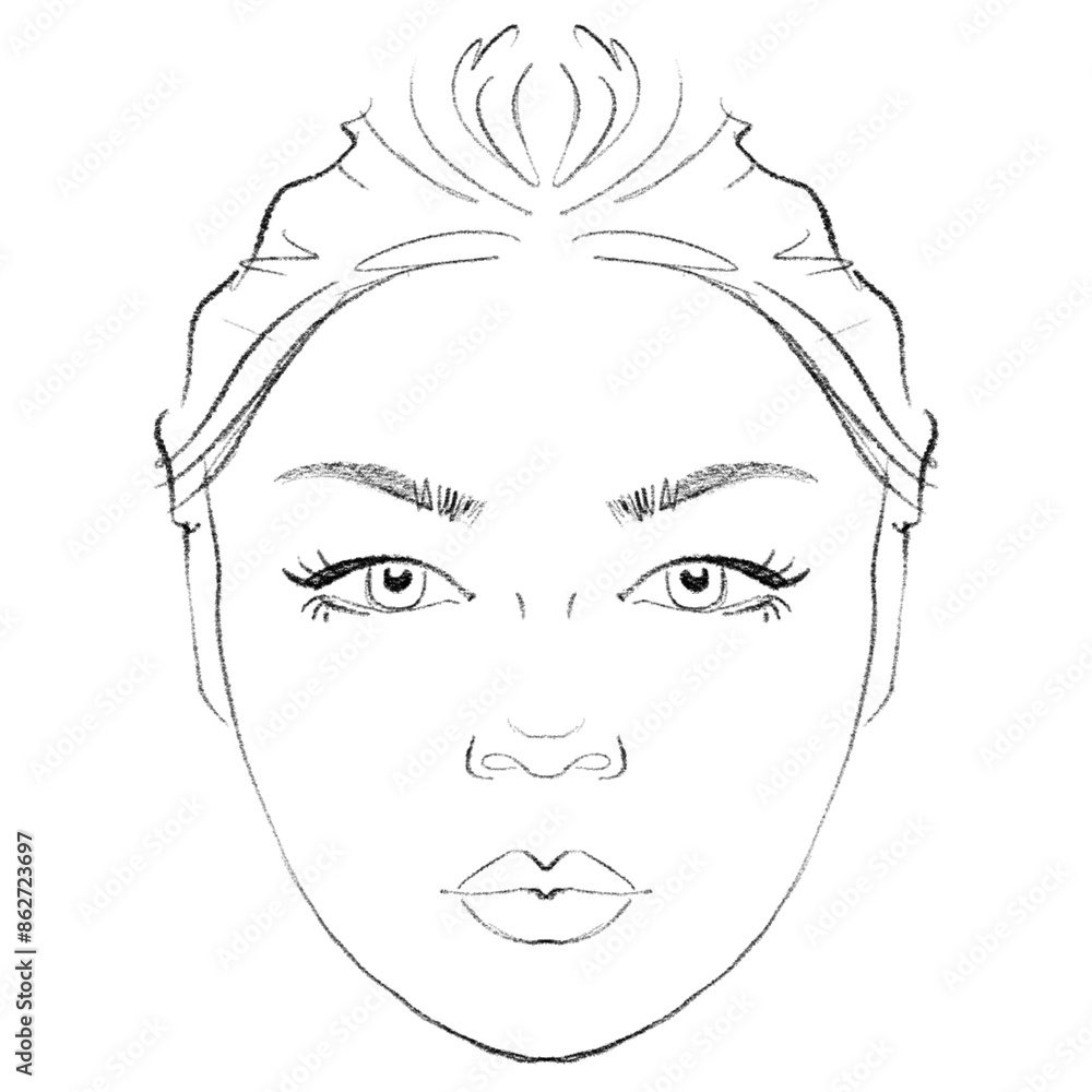 Woman's face chart for makeup artists
Woman's face chart for makeup artists