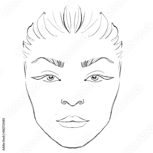 Woman's face chart for makeup artists 