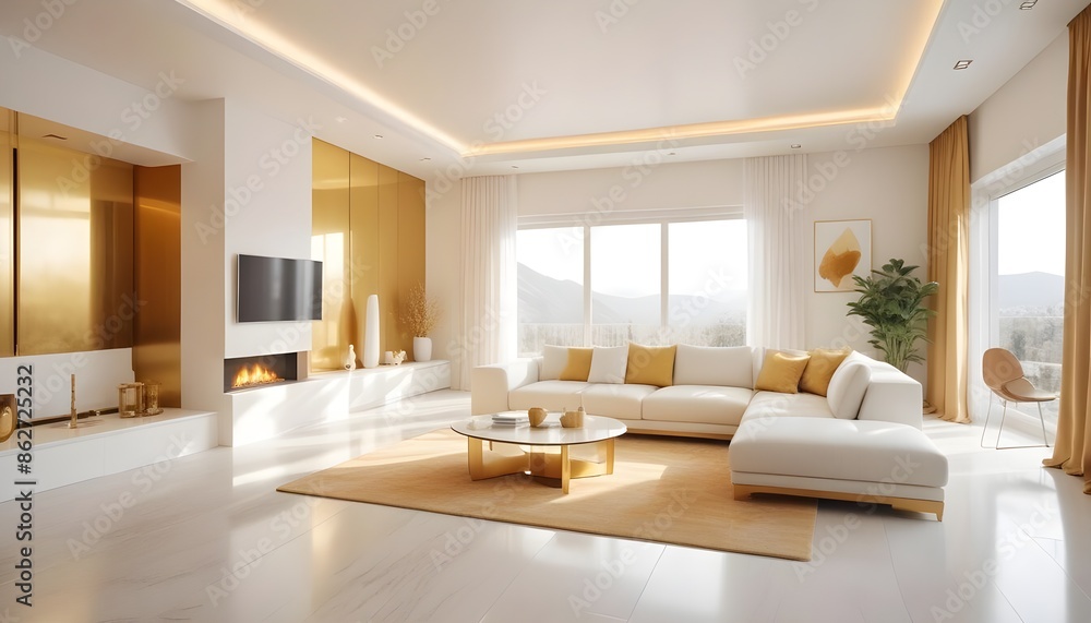 Fototapeta premium Photo interior modern design room 3d illustration