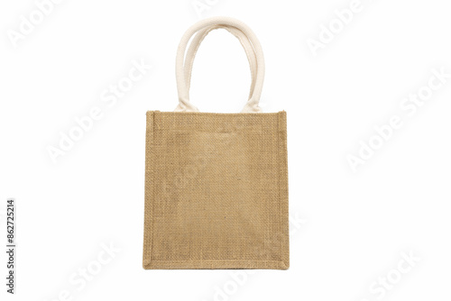 A linen woven tote bag isolated on white background