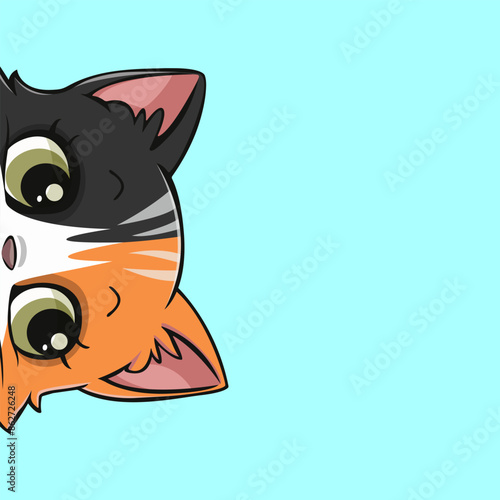 Cute kitten,  cute kitten peeps, drawing, happy pet, graphic, cat. Sticker, image on children's stationery.   Isolated 