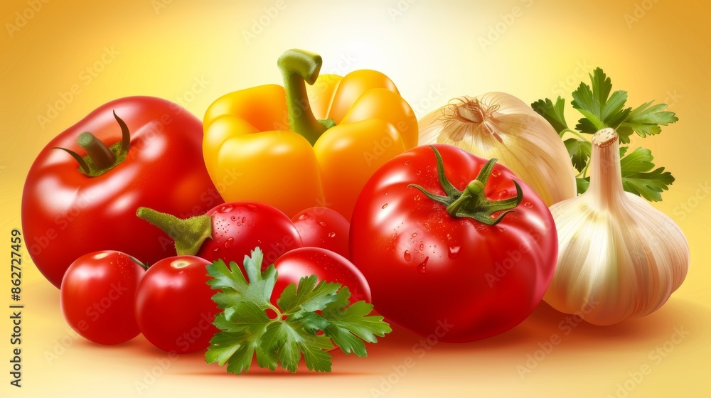 Vibrant assorted vegetables on a warm background Vibrant assorted vegetables on a warm background