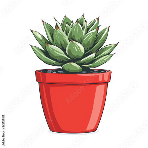 vector coloful succulent planted in a red pot