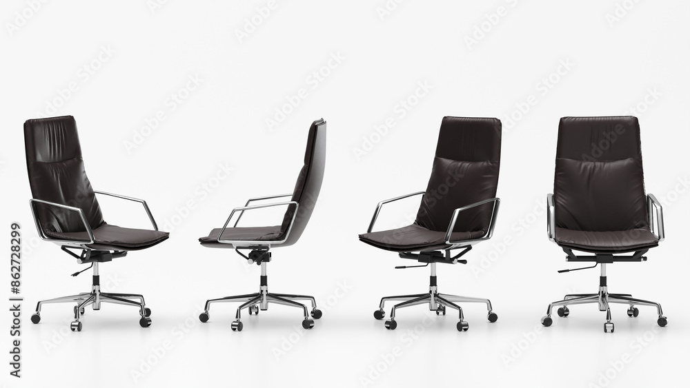Obraz premium black office chair isolated on white, set