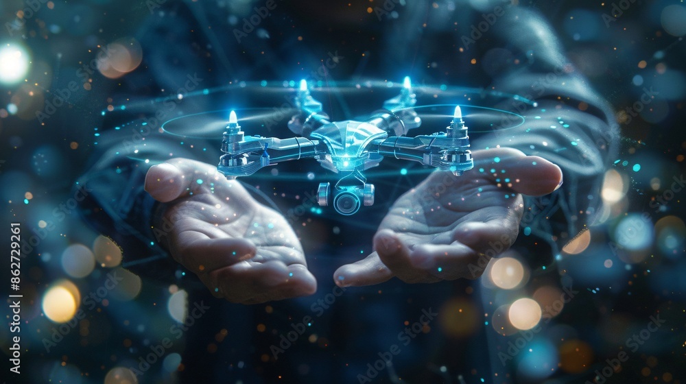 Digital drone in hands. Digital drone in hands.