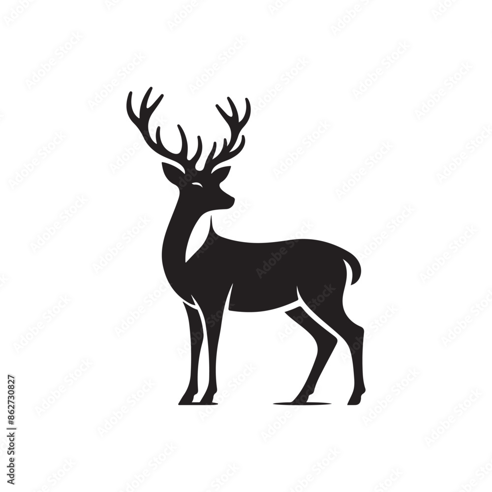 Deer Silhouette Vector Drawing Deer Silhouette Vector Drawing