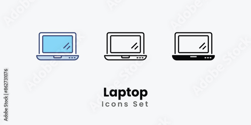 Laptop icons vector set stock illustration