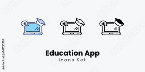 Education App icons vector set stock illustration