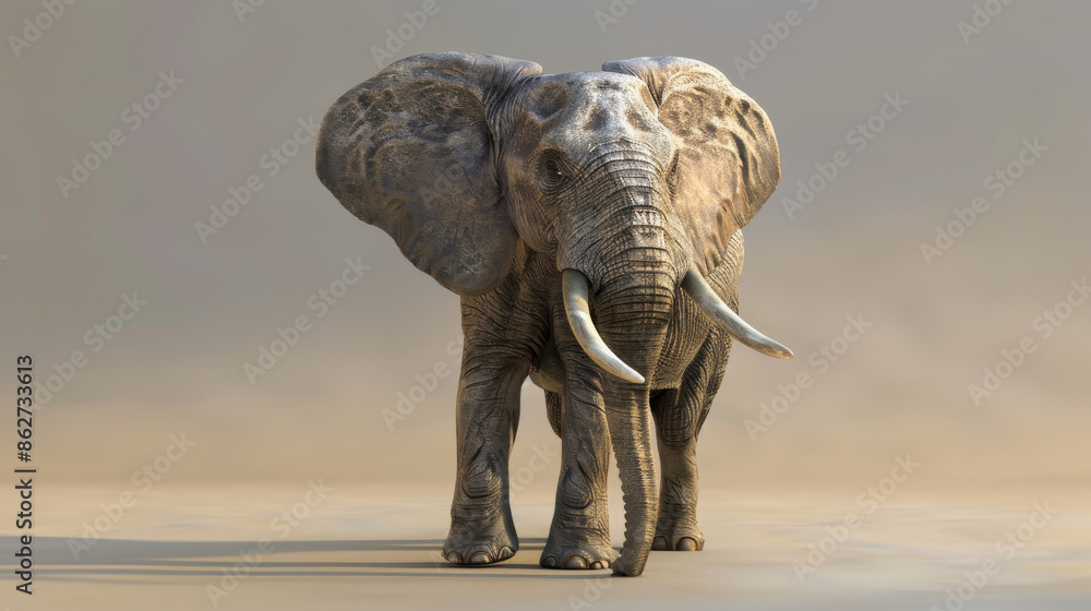 Fototapeta premium Animated elephant image for decorations or designs.