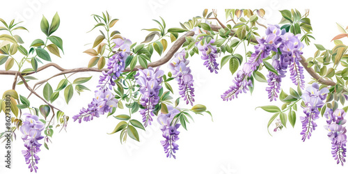 Realistic Illustration of Wisteria Vines